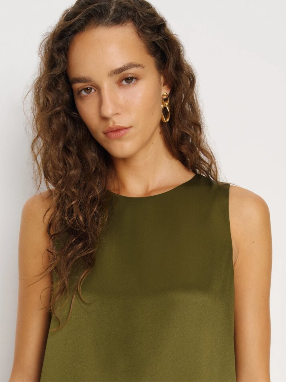 Reformation Jessalyn Olive Green Silk Mini Dress with Lace Trim NWOT - Picture 3 of 6